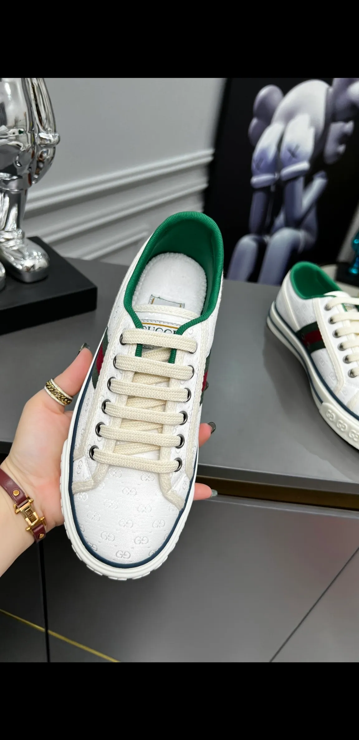 👟👟Ex-factory price 480👟👟 GUCCI new model 1977, classic LOGO material, 1:1 electric embroidery according to the original version, high version, complete package, low and highest version👟👟Ex-factory price U foam feet. T👟👟Ex-factory price U outsole, complete package! 35-44